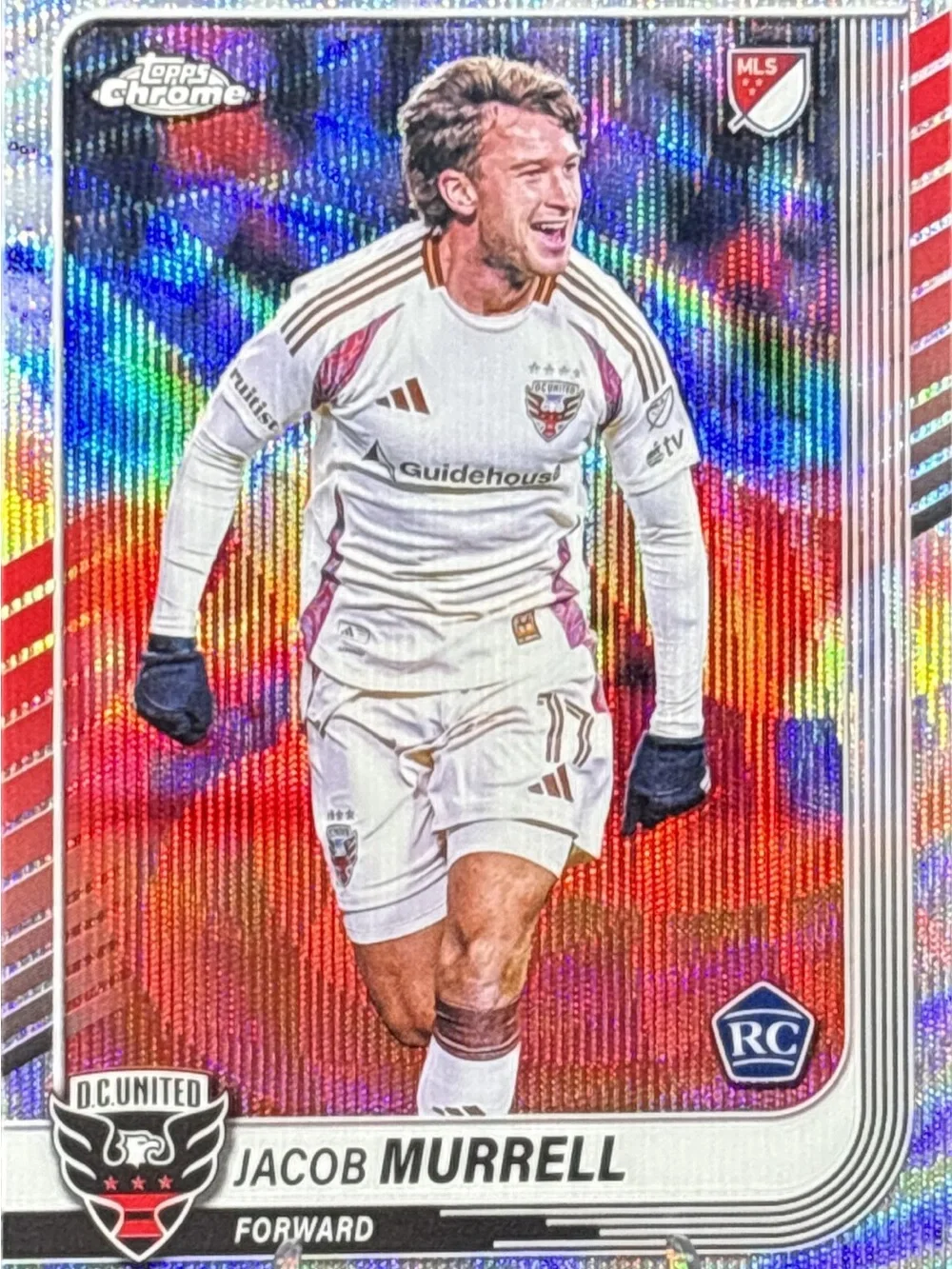 Topps Chrome Jacob Murrell Rookie Soccer Trading Card - Holographic Refractor